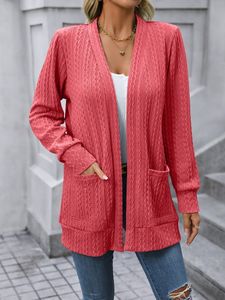 Kvinnor stickar Tees Autumn Cardigan Clothing Fashion Long Sleeve Elegant Lady Sweater Casual Oversize Kinted Tops Pockets 230818