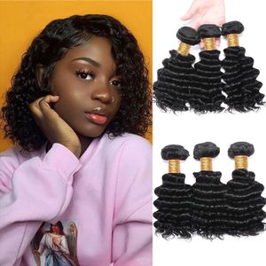 Deep Wave Bundles Brazilian Human Hair Weave Extension Kinky Curly Wet and Wavy Human Hair Bundles 100% Remy Hair Extensions
