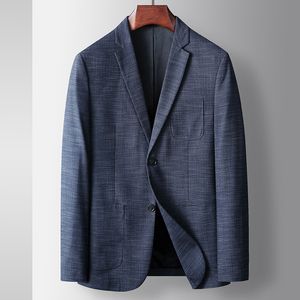 Herrens avslappnad kostym Spring och Autumn Italian Cotton and Linen Texture Single West New Youth Light Luxury Business Suit Jacket