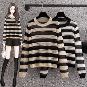 Frauenpullover schwarz gestreifte koreanische Stil Harajuku Frühling Herbst Winter gestrickt Vintage Pullover Fashion 2023 Weibliche Mäntel