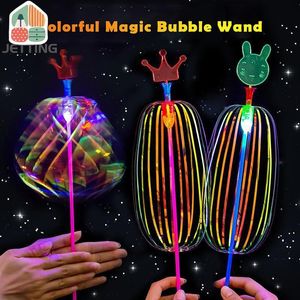 Andra evenemangsfestleveranser Halloween Rainbow Magic Stick Wand LED Bubble Colorful Luminous Toy Blinkande barnleksaker År Xmas Favors 230818