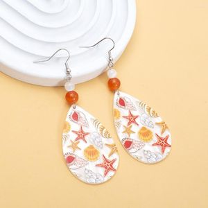 Dangle Earrings Fashion Fresh Beach Vacation Style Starfish Shell Printed Acrylic Drop For Women Aesthetic Trend Products Girls Jewelry