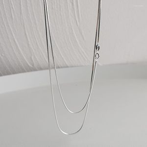 Chains Pure 925 Sterling Silver 1.5MM 120CM Sanke Chain Necklace Women Jewelry Designer T Show Runway Gown Rare INS Japan Korean