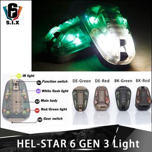 Skewer Hel Star 6 Gen 3 Light Helmet Strobo IR Verde Verde Flash di sopravvivenza Lampe Airsoft Flash/Funzione costante impermeabile