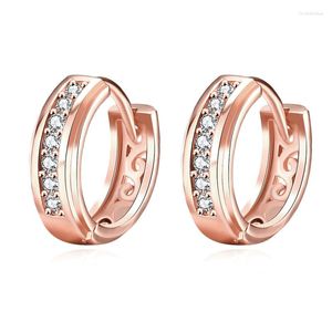 Backs Earrings Garilina Rose Gold Plated Hoop With White Cubic Zirconia Ear Clip Fashion Jewelry For Women Girls