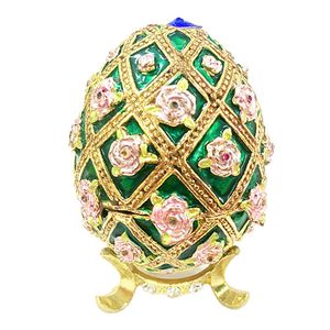 Pudełka Prettyia Diamante Craft Jewelry Tinket Box Rose zielone jajko świąteczne ślub świąteczny