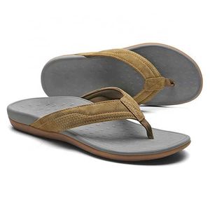 Flip Flops الصنادل الجملة تقويم العظام النعال الرمادية للرجال إيفا القطن النسيج الصيف النعال البلاستيكية غير الرسمية