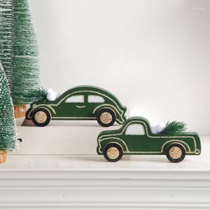 Christmas Decorations Fashion Dark Green Car Decoration Wholesale 2023 Wooden Cross-Border Small Ornaments