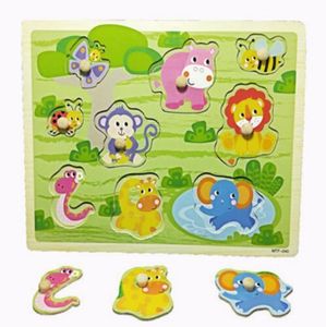 Småbarn Toy Poke Wood Puschles 3D Jigsaw Puzzle Boards Cartoon Animals Puzzle Pokemon Jigsaw Game Toys for Baby Early Learning Educational Toys Puzzle Enfant 3 Ans