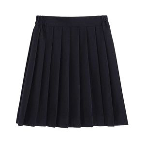 Jk Uniform Skirt Japanese College Style Short Student Elastic Waist Black Pleated Spring Women