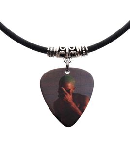 European And American Hip-Hop Band Guitar Pick Pendant Necklace For Men And Women Leather Rope High-End Charm Jewelry