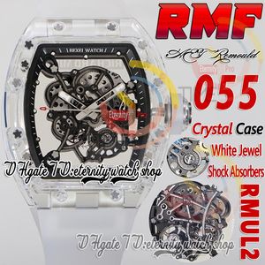 RMF AET 055 Mens relógio RMUL2 Mecânica Winding Balanço True Spring Crystal Case Skeleton Dial preto Dial