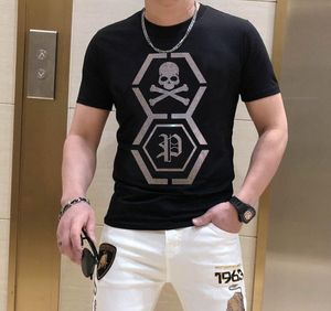 S-6XL Anime T-shirt Men Rhinestones Graphic Rhinestones High Summer Fashion Drill Hot Drill Camisetas de rua