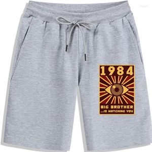 Shorts maschile 1984 Big Brother Men Black Tops Graphic Horus Eye Eye Tees 80S Funny Hipster Streetwear