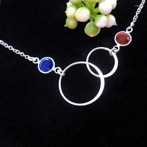 Pendant Necklaces NurmWung Minimalist Style Double Ring Circle Copper Inlaid Zircon Necklace For Women Jewellery Wholesale