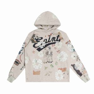 Erkek Hoodies Sweatshirts Saint Michael Co Markalı Kapok Graffiti Baskılı Vintage Hoodie American Rain Losel Feating Popüler Sweater Vams