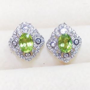 Stud Earrings Natural Real Green Peridot Earring 5 7mm 0.95ct 2pcs Gemstone 925 Sterling Silver Fine Jewelry For Men Or Women X229204