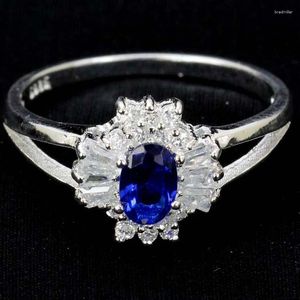 Cluster Rings 20x11mm Jazaz Gorgeous 2.4g Real Blue Sapphire Blood Ruby Violet Tanzanite CZ 925 Solid Sterling Silver Ring