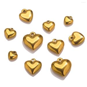 Charms 10pcs Stainless Steel LOVE 3D Peach Heart Pendant Connector For Earrings Bracelets Diy Jewelry Making Supplies Wholesale