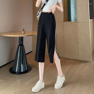 Women's Shorts Capris For Women Straight Loose Wide Leg Pants High Waist Casual Sweatpants Black Trousers Y2K Summer Korean Fashion