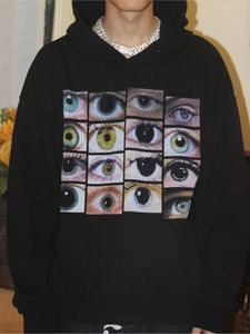 Herrtröjor tröjor goth hooded plus sammet y2k långärmad ögon grafisk kvinnor tröja lösa streetwear harajuku vintage kvinnors grunge tröja 230818