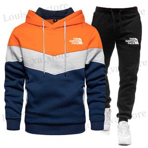 Conjunto de Moletons E Calas com retalhos e duas erbsen maskulino moda casos moletom calas grandes traje de treino maskulino t230821