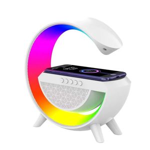 G shape Atmosphere lamp with BT Speaker Atmosphere Lamp Wireless Charger for Home Decoration Table Light