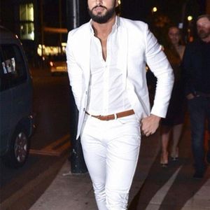 2020 Moda White Mens Suits Casual Terno Slim Fit 2 Peças