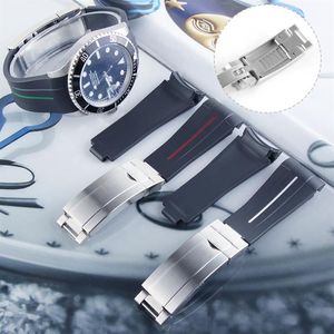 İzle Bantları RLX Denizaltı GMT Bilezik için Özel Kauçuk Kayış Glidelock 20mm Watch Band Oyster Flex Explorer Fit 16 9mm Buckle309n