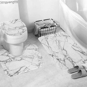 Duschgardiner marmor duschgardin sätter modernt polyester tyg tvättbara badgardiner 3D lyxtoalett täcker badrumstillbehör set R230821