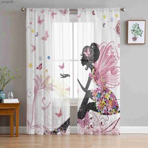 Tende da cartone animato a farfalla fata tende in tulle bianche rosa per soggiorno tende per tende moderne per arredamento per camera da letto hkd230821