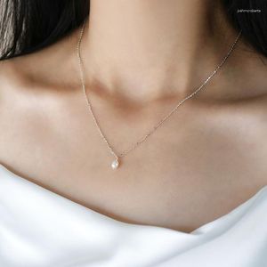 Catene Collana perle di perle d'acqua dolce naturale 925 Sterling Silver Chain for Women Wedding Regalo