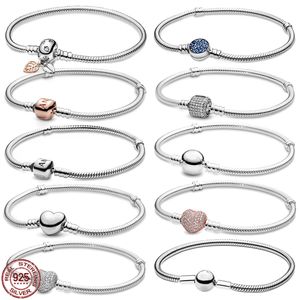 925 Sterling Silber Armband Klassische Roségold -Barrel -Schnallen Armband für das Entwerfen originaler Pandora -Charme Perlen DIY Damen -Schmuck kostenlose Lieferung