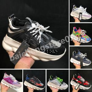 2023 Fashion Casual Shoes Italy Top 1 Quality Chain Reaction Wild Jewels Chain Link Trainer Sneakers Cherry Bluette Size EUR 36-46 B9