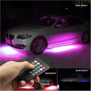 Interior Decorations 4X Car Chassis Decorative Waterproof Led Ambient Strip Lights Underglow Atmosphere Rgb Lamp Bar Truck Side Ligh Dhyz2