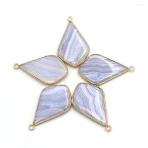 Colares pendentes 1pc Lace azul AGATE NATURA TRIANGLE DE PEDRA CHALCEDONIA PENDANTES PONTROS