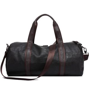 Valigette da uomo calde Borsa sportiva in pelle PU di grande capacità Borsa da palestra impermeabile Borse sportive da fitness Borsa a tracolla da viaggio Borsa da uomo Nero Marrone