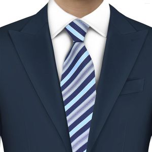 Laço amarra lyl 8cm listra azul elegante presente de casamento presente de seda de seda acessórios de negócios cavalheiro gole de pescoço gravata de pescoço