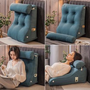 Cushion/Decorative Pillow Triangle Headboard Cushion Large Backrest Cushions Waist Protection Bed Tatami Bag Pillow Livingroom for Sofa 230818