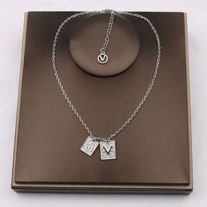 Jewelry Necklaces white Plated 925 Silver Graduated Luxury Brand Designers Letters Geometric Famous Women Round Crystal Rhinestone Gold YiLiYa 5035