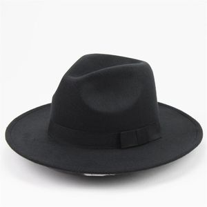 Unisex ull filt hatt med band trim stiliga jazzhattar fedora breda ristkapslar klassisk solid trilby mössa för män och kvinnor307r