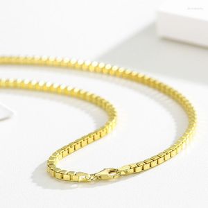 Chains 40-60cm 2.8mm Real Solid 925 Sterling Silver Gold Color Italy Box Chain Necklace Women Men Jewelry Heavy Kolye Collares Hip Hop