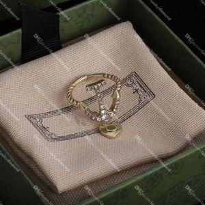 Heart Pendant Women Rings Designer Band Rings Ladies Party Rings with Box Celtic Opening Ring With Crystal