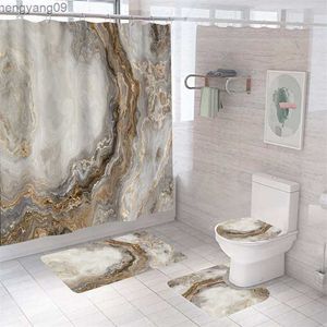 Duschgardiner lyx 3D marmor duschgardin set polyester tyg vattentät batthroom gardiner modern stil tryck badtoalett täckmatta r230821