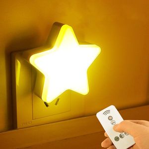 Novelty Items Star Shape LED Night Light Remote Control Socket Lamp Bedroom Decor Bedside Wall Lights Home Kids Child Baby Sleep Night Lights 230821