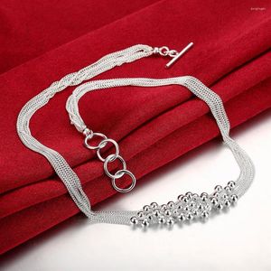 Chains Fine 925 Sterling Silver Tassel Beads Grapes Necklace For Woman Fashion Noble Wedding Party Jewelry Christmas Gifts