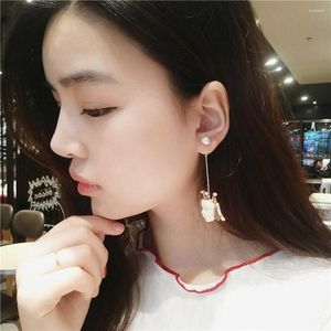 Stud Earrings Angel Face Design For Women Zinc Alloy Long Female Ear Stud/Ear Clip Birthday Gift