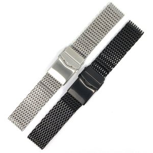 Watch Bands Mod 18mm 22mm argento nero in acciaio inossidabile 316L Acciaio inossidabile fresco mesh a fascia a fibbia solida Bracele 230821