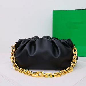 2023 new mini woven cloud bag shoulder bag design sense package type shoulder messenger bag inner and outer leather calfskin material large and small gold chain