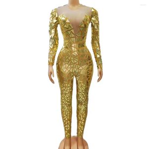 Bühne Wear Women Shining Mirror Jumpsuit Geburtstag Feiern Sie Prom Party Outfit weibliche Nachtclub Bar Performance Tanzkostüm